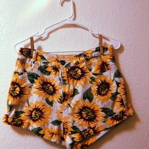 Sunflower Print Shorts
